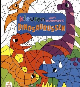 Kleuren met nummers dinosaurussen